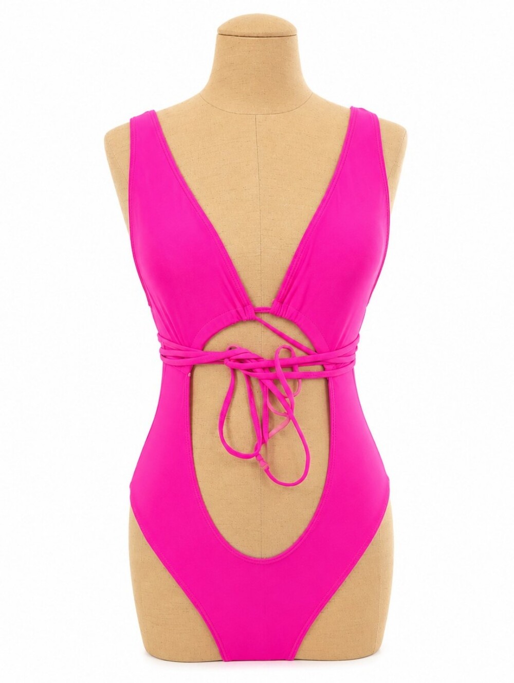 Hot Pink Cut Out One Piece Swimsuit Neon Pink